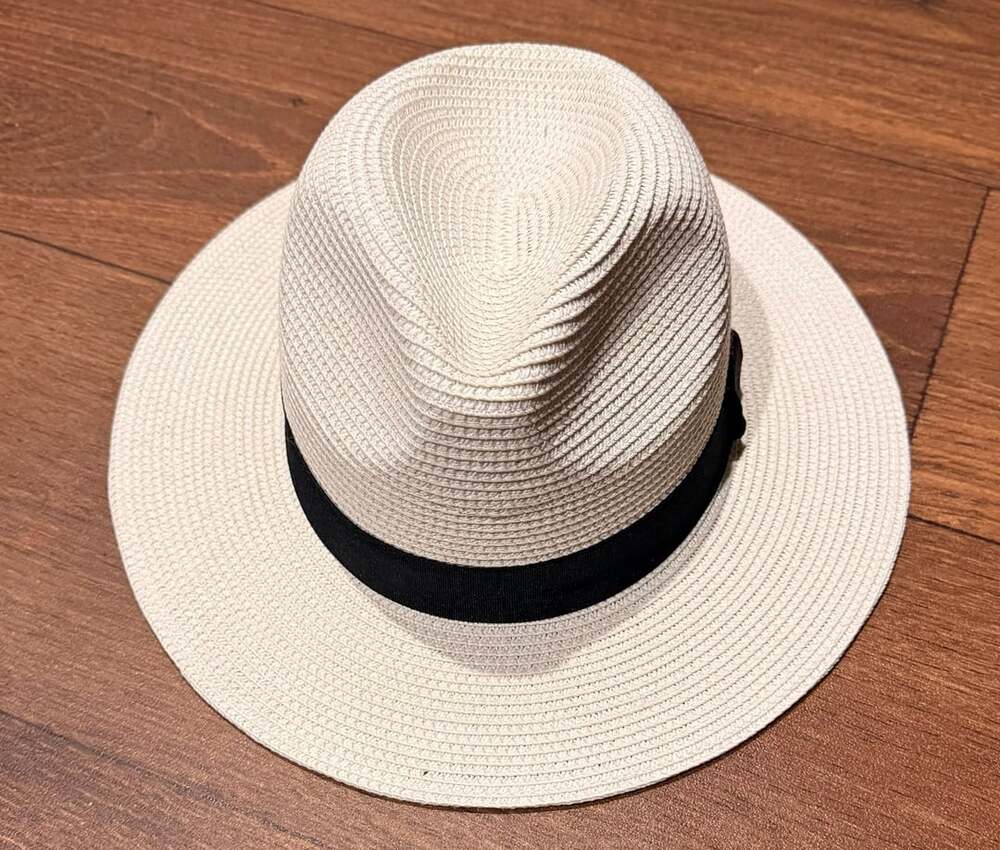 Unbranded Straw Fedora Sun Hat with Black Ribbon Band